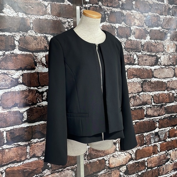 Gibson Blazer Jacket Zip Front Black Layered Size Large - Picture 4 of 11